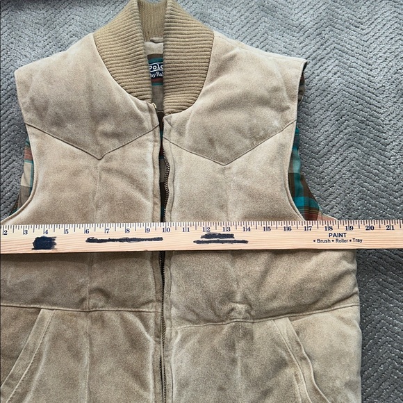 Polo Ralph Lauren Mens Suede Leather Vest Plaid Lined Puffer Down/Feather Fill S - Picture 9 of 10